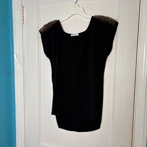 POETRY clothing XL blk pre-owned studded gold tone shoulder top